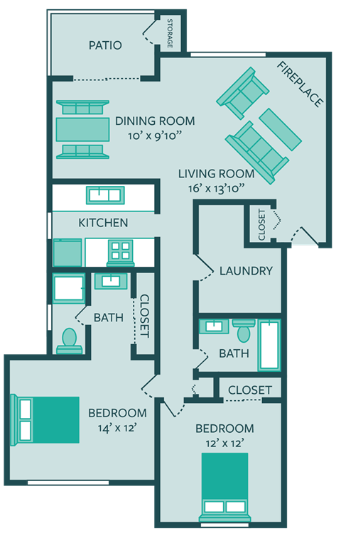 two bedroom apartment floor plan